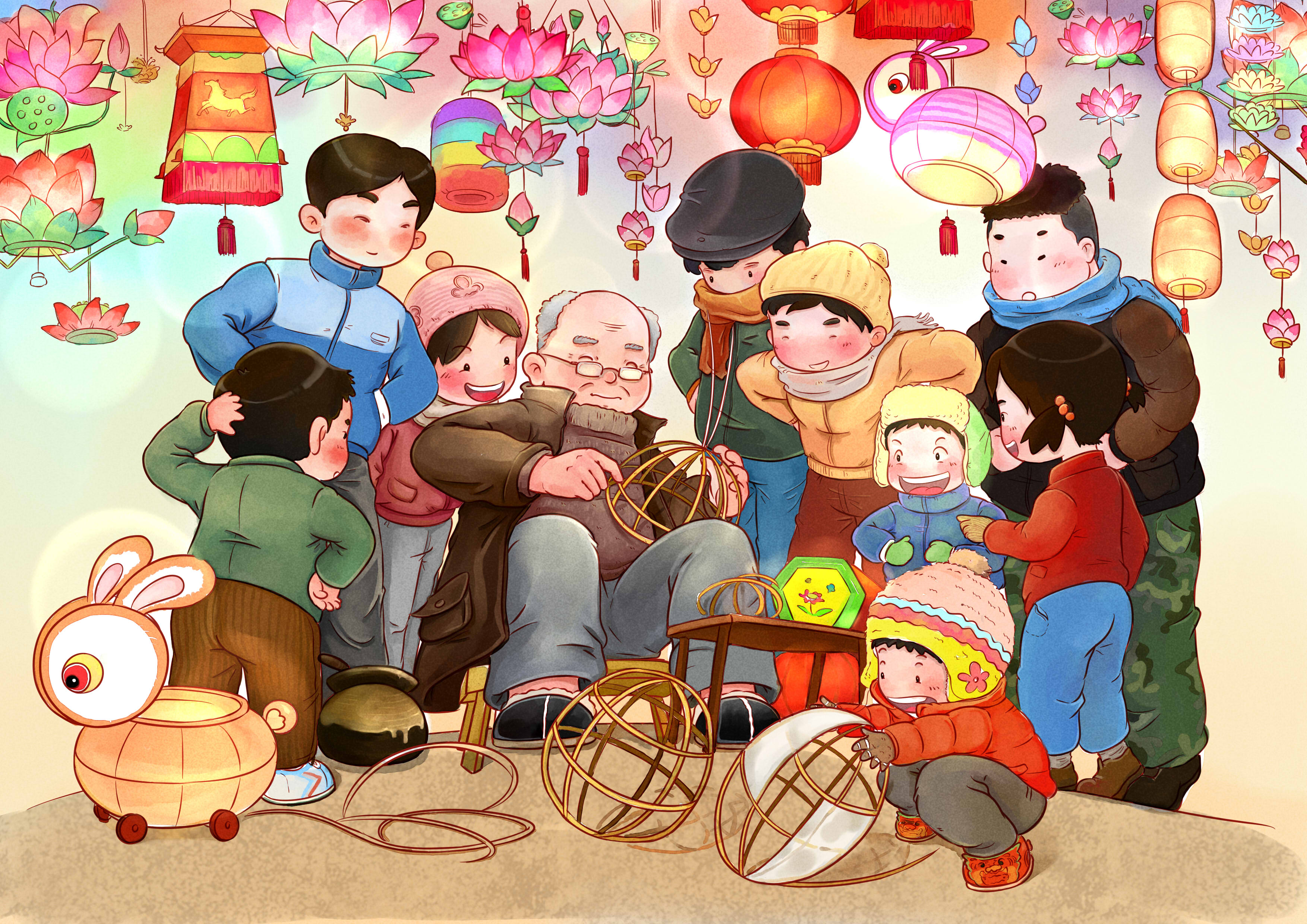 阿槑扎花灯明信片