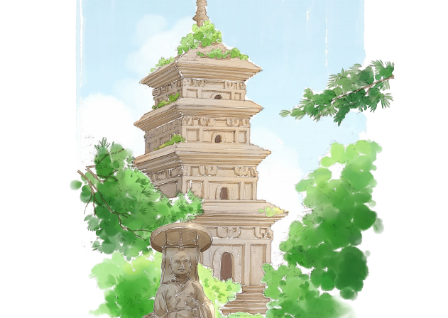 槑好南京绘本中的九华山三藏塔